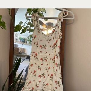 Reformation White Mini Dress with Pink Floral Print